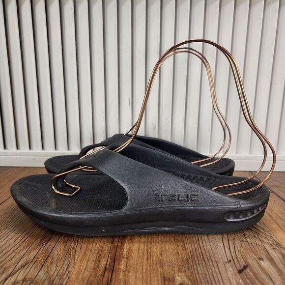 Telic Energy Flip Flops Mens Sz 10 L Black Slip On Comfort Gym Recovery Sandals - Picture 3 of 10